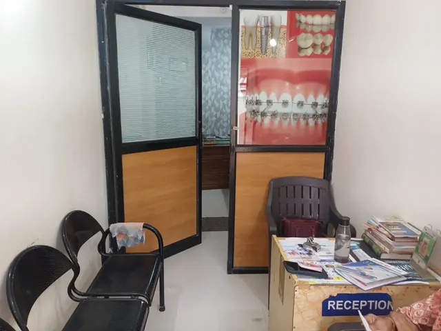 Reception desk and waiting chairs